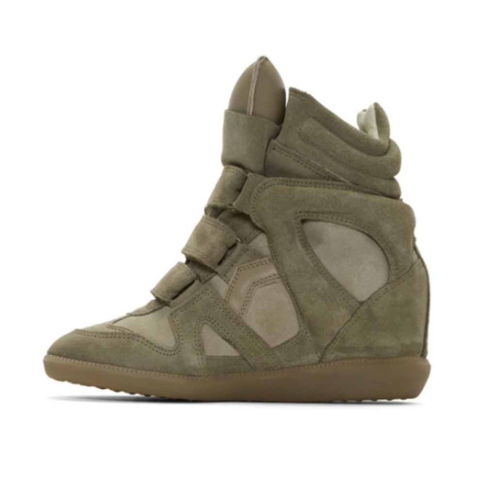 Isabel Marant Taupe Suede Beckett Wedge Sneakers - Picture 3 of 5